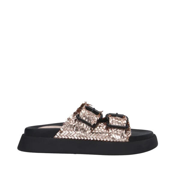 Shoes - Italy Made CafeNoir buckle woven flat Sandal size 39Euro New $176 msrp